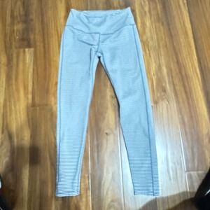 Back‎ To Basics Striped High Waisted Leggings Blue White Athletic Yoga Pants M/L